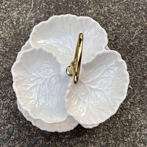 Haeger Pottery 2 Tiered serving tray Tidbit Tray Relish Dish Orange Ceramic - Picture 4 of 8